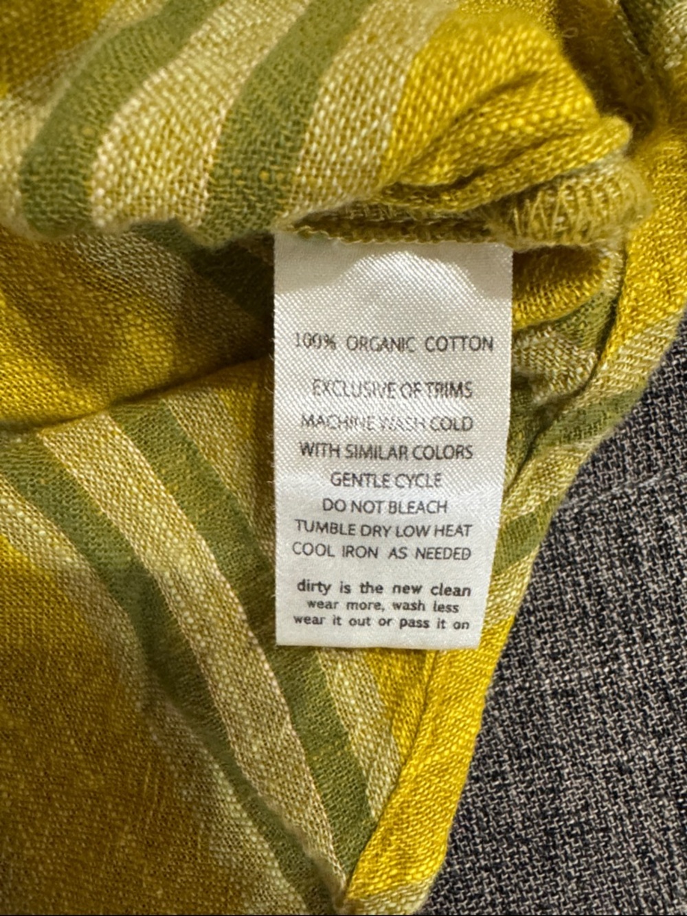 Toad&Co Camp Cove Shirt XS Yellow Green Stripe Organic Cotton Gauze Resort - Picture 5 of 7